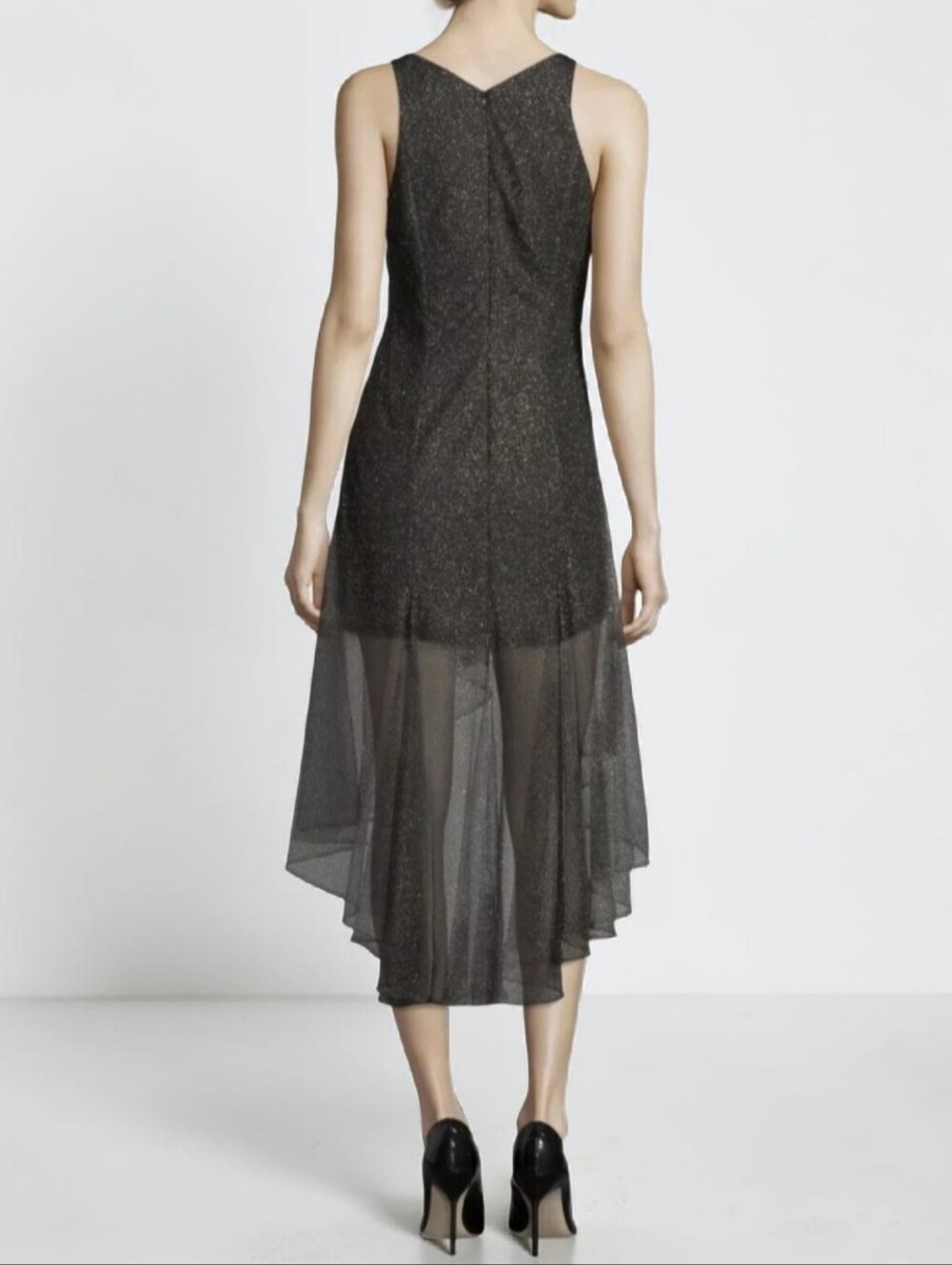 Halston Heritage Sexy & Sheer Black Mini Cocktail Dress - Picture 2 of 4